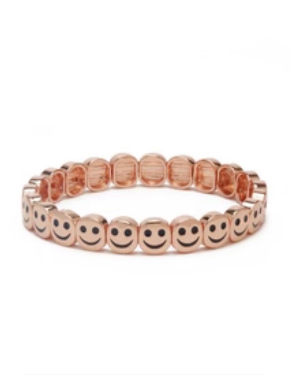 Smiley Face Stretch Bracelet in Rose Gold - Women Jewelry